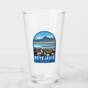 Reykjavík Iceland Travel Art Vintage Glass