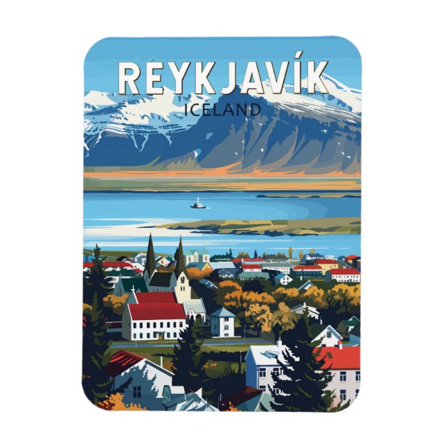 Reykjavík Iceland Travel Art Vintage Magnet (Vertical)