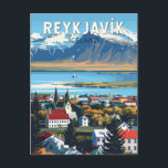 Reykjavík Iceland Travel Art Vintage Postcard<br><div class="desc">Reykjavík retro vector travel design. Reykjavík is the northernmost capital of a sovereign state in the world. It is among the cleanest,  greenest,  and safest cities in the world.</div>