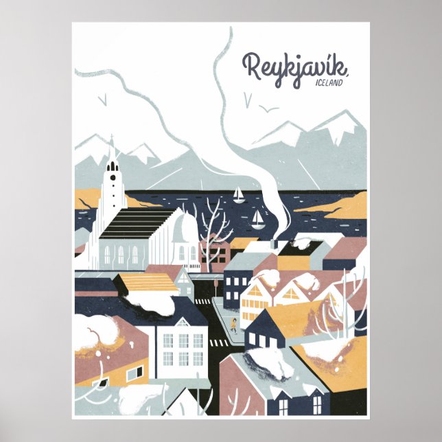 Reykjavik, Iceland, Travel Poster (Front)