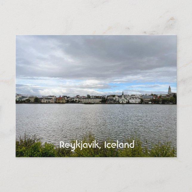 Reykjavik Iceland View from Tjornin Personalize Postcard (Front)