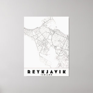 Reykjavik Iceland Vintage Travel Map Canvas Print