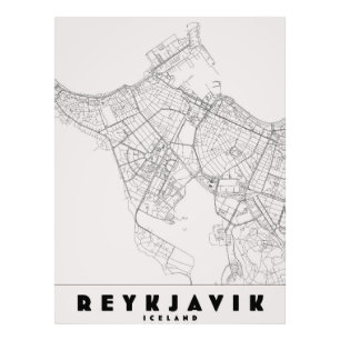 Reykjavik Iceland Vintage Travel Map Photo Print