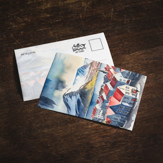 Reykjavik Iceland Watercolor Postcard (Creator Uploaded)
