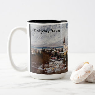 Reykjavik, Iceland  Winter Scene Two-Tone Coffee Mug
