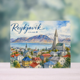 Reykjavik Islande souvenir aquarelle