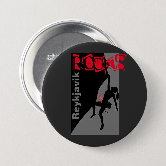 Reykjavik Rocks 3 Inch Round Button (Front & Back)