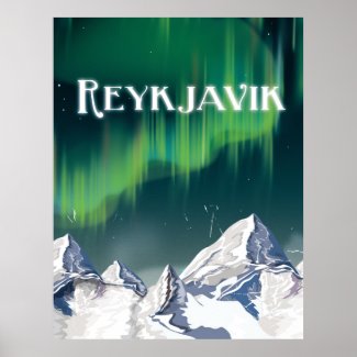 Reykjavik Vintage Travel Poster