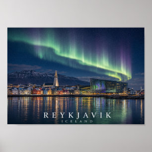 Reykjavík Waterfront Harbor Skyline Iceland A4 Poster