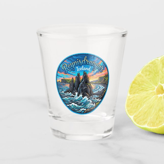 Reynisdrangar Iceland Shot Glass (Front)