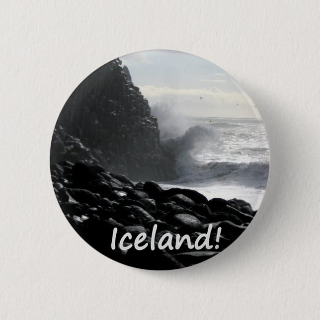 Reynisfjara Beach Iceland 2 Inch Round Button (Front)