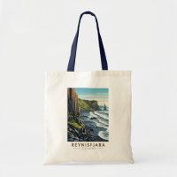 Reynisfjara Beach Iceland Travel Art Vintage