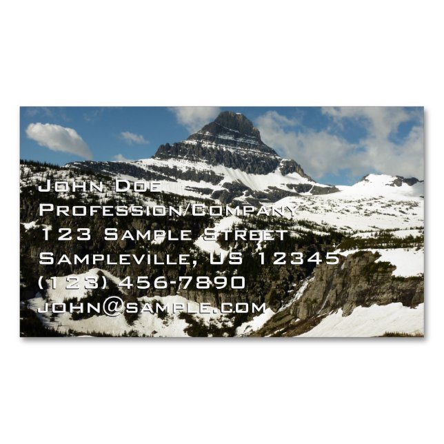Reynolds Mountain from Logan Pass at Glacier Park Magnetic Business Card (Front)