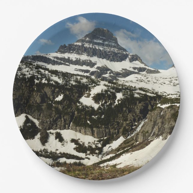 Reynolds Mountain from Logan Pass at Glacier Park Paper Plate (Front)