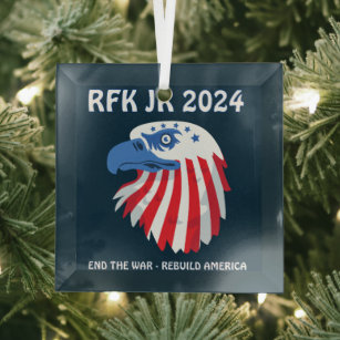 RFK JR Robert F Kennedy for President 2024 Glass Ornament