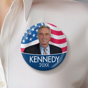 RFK JR - Robert Kennedy Photo with Flag 2024 2 Inch Round Button