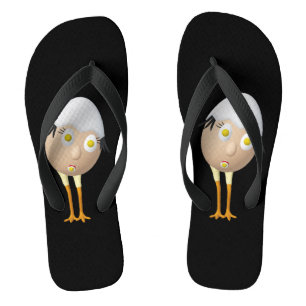 RG & RA Quirky Egg Character Cute Design Flip Flops