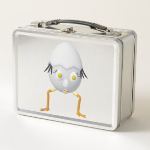 RG & RA Quirky Egg Character Cute Design Metal Lunch Box