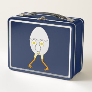 RG & RA Quirky Egg Character Cute Design Metal Lunch Box