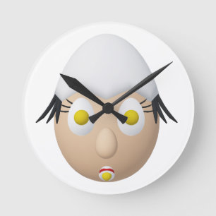 RG & RA Quirky Egg Character Cute Design Round Clock