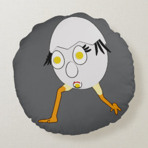 RG & RA Quirky Egg Character Cute Design Round Pillow