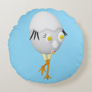 RG & RA Quirky Egg Character Cute Design Round Pillow