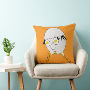 RG & RA Quirky Egg Character Cute Design Throw Pillow