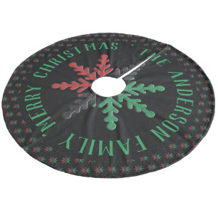 RGB Snowflakes Pattern Add Name Kwanzaa Fleece Tree Skirt
