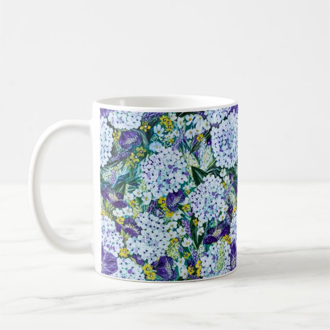Rhapsody - Hydrangea and Poppy Floral Mug (Left)