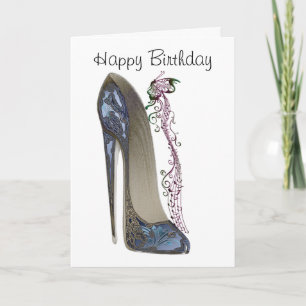 Rhapsody in Blue Stiletto Shoe Art Card