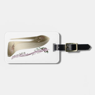 Rhapsody in Gold Stiletto Shoe Art Luggage Tag