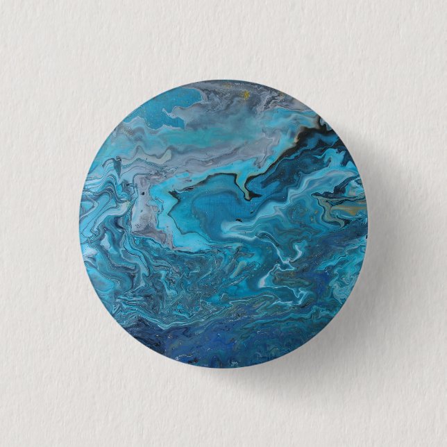Rhapsody in Turquoise 1 Inch Round Button (Front)