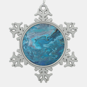 Rhapsody in Turquoise Snowflake Pewter Christmas Ornament