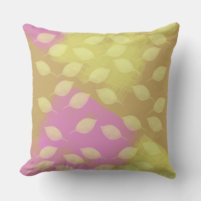 Rhapsody in Yellow, Mustard and Violet Abstract Throw Pillow (Front)
