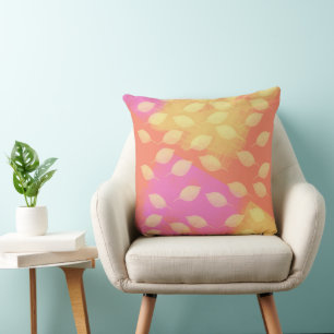 Rhapsody in Yellow, Terracotta and Violet Abstract Throw Pillow