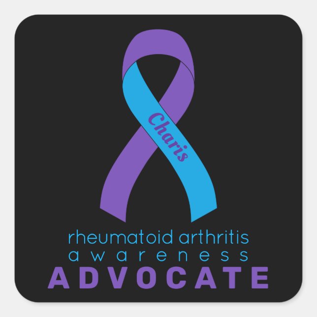 Rheumatoid Arthritis Advocate Black Square Sticker (Front)