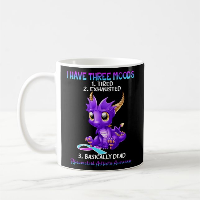 Rheumatoid Arthritis Awareness Dragon I Have Three Coffee Mug (Left)