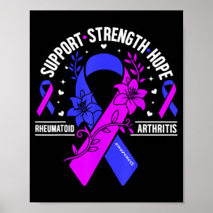 Rheumatoid arthritis awareness floral blue purple poster
