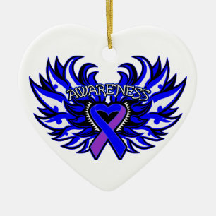 Rheumatoid Arthritis Awareness Heart Wings Ceramic Ornament