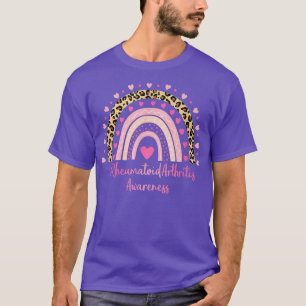 Rheumatoid Arthritis Awareness Pink Heart Leopard T-Shirt