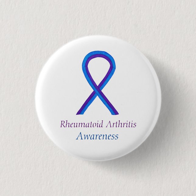 Rheumatoid Arthritis Awareness Ribbon Custom Pin (Front)