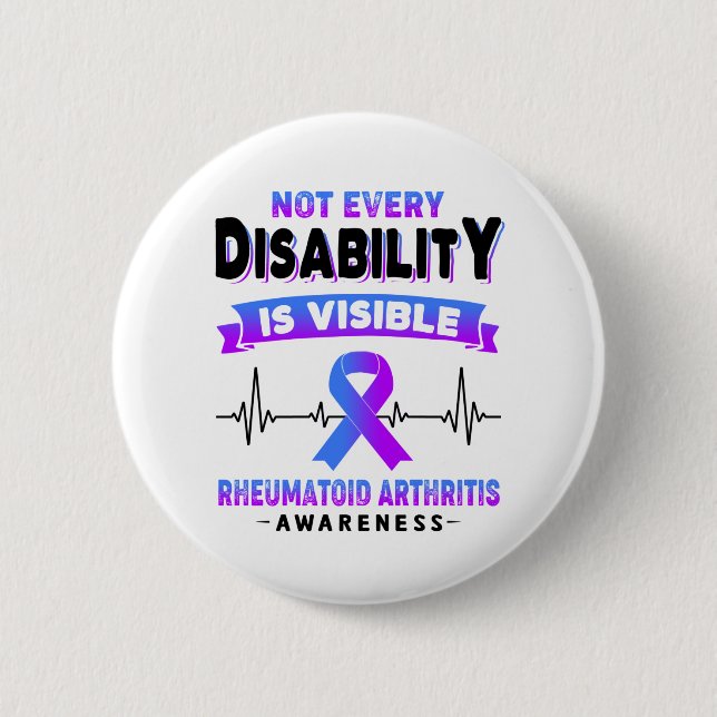 Rheumatoid Arthritis Awareness Ribbon Support Gift 2 Inch Round Button (Front)