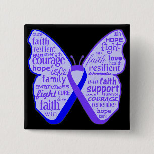 Rheumatoid Arthritis Butterfly Ribbon 2 Inch Square Button