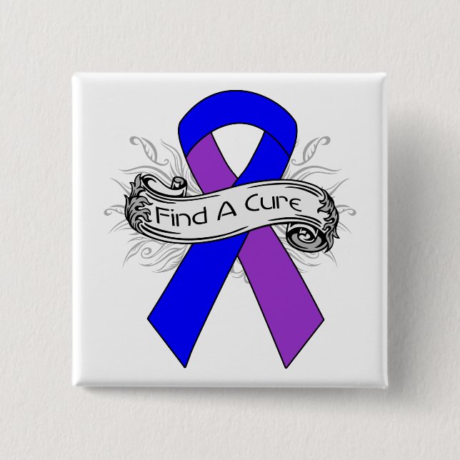 Rheumatoid Arthritis Find A Cure Ribbon 2 Inch Square Button (Front)