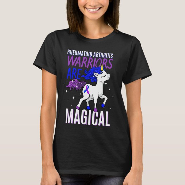 Rheumatoid Arthritis Warrior Magical Unicorn Purpl T-Shirt (Front)