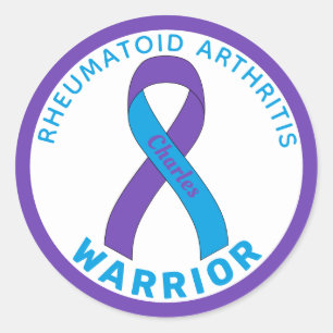 Rheumatoid Arthritis Warrior Ribbon White Classic  Round Sticker