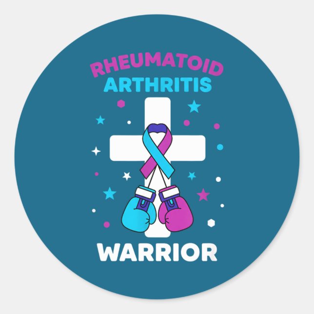 Rheumatoid Warrior Arthritis Awareness Laugh Classic Round Sticker (Front)