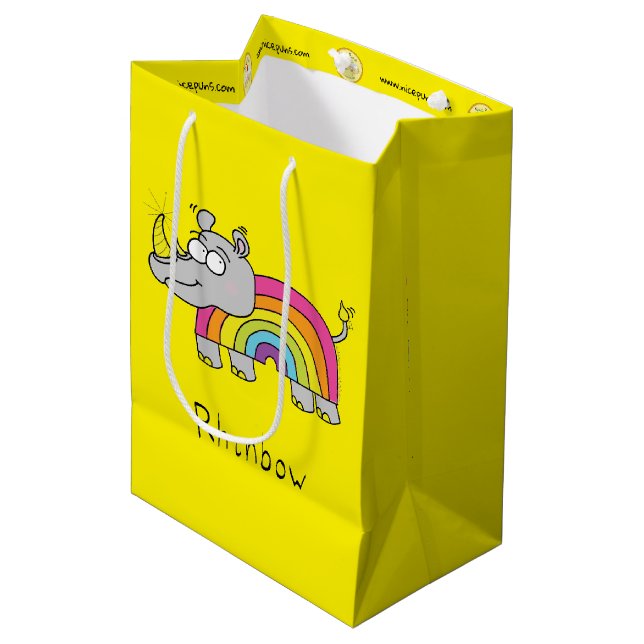 Rhinbow Rhino Rainbow Gift Bag Yellow (Front Angled)