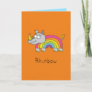 Rhinbow Rhino Rainbow Greeting Card Orange