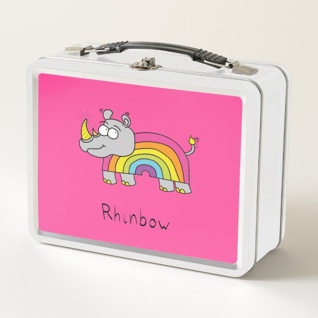 Rhinbow Rhino Rainbow Lunch Box Pink (Front)